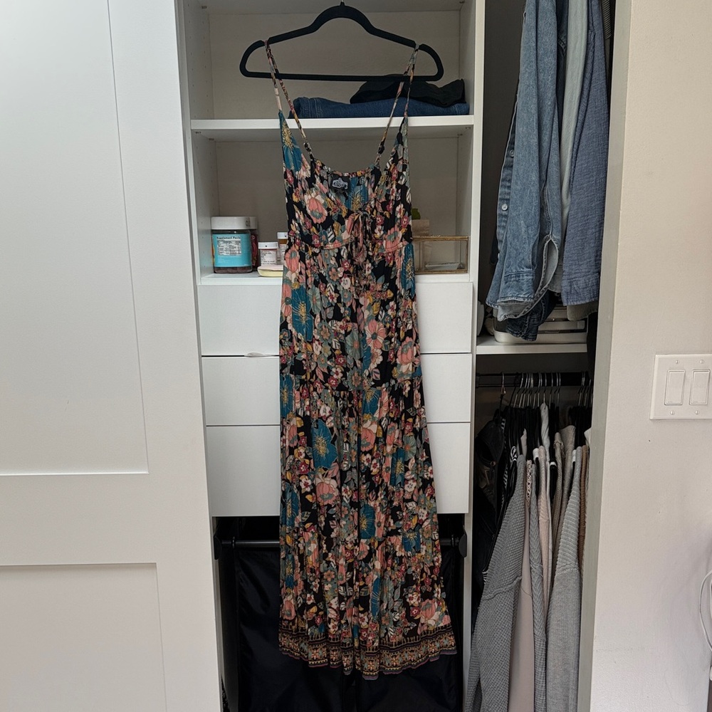 Angie Black Floral Maxi Dress